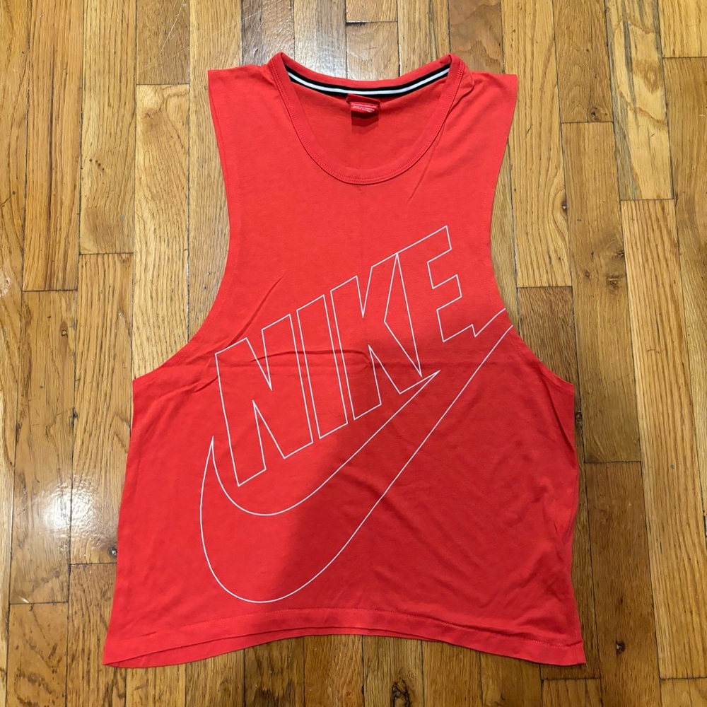 Nike block letter red muscle tee
